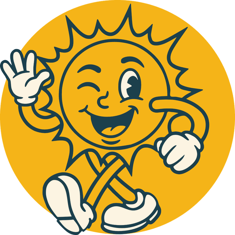 Sunny the mascot, waving