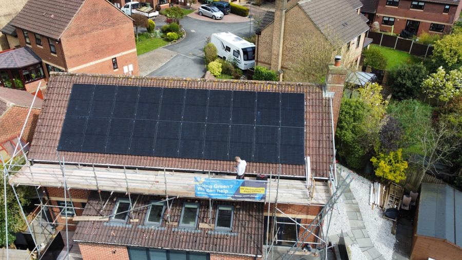 Aerial photograph of a solar installation, taken by the survey drone
